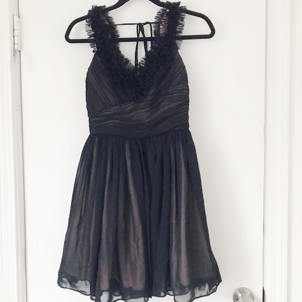 Minuet Black Ruffle A-Line Dress
